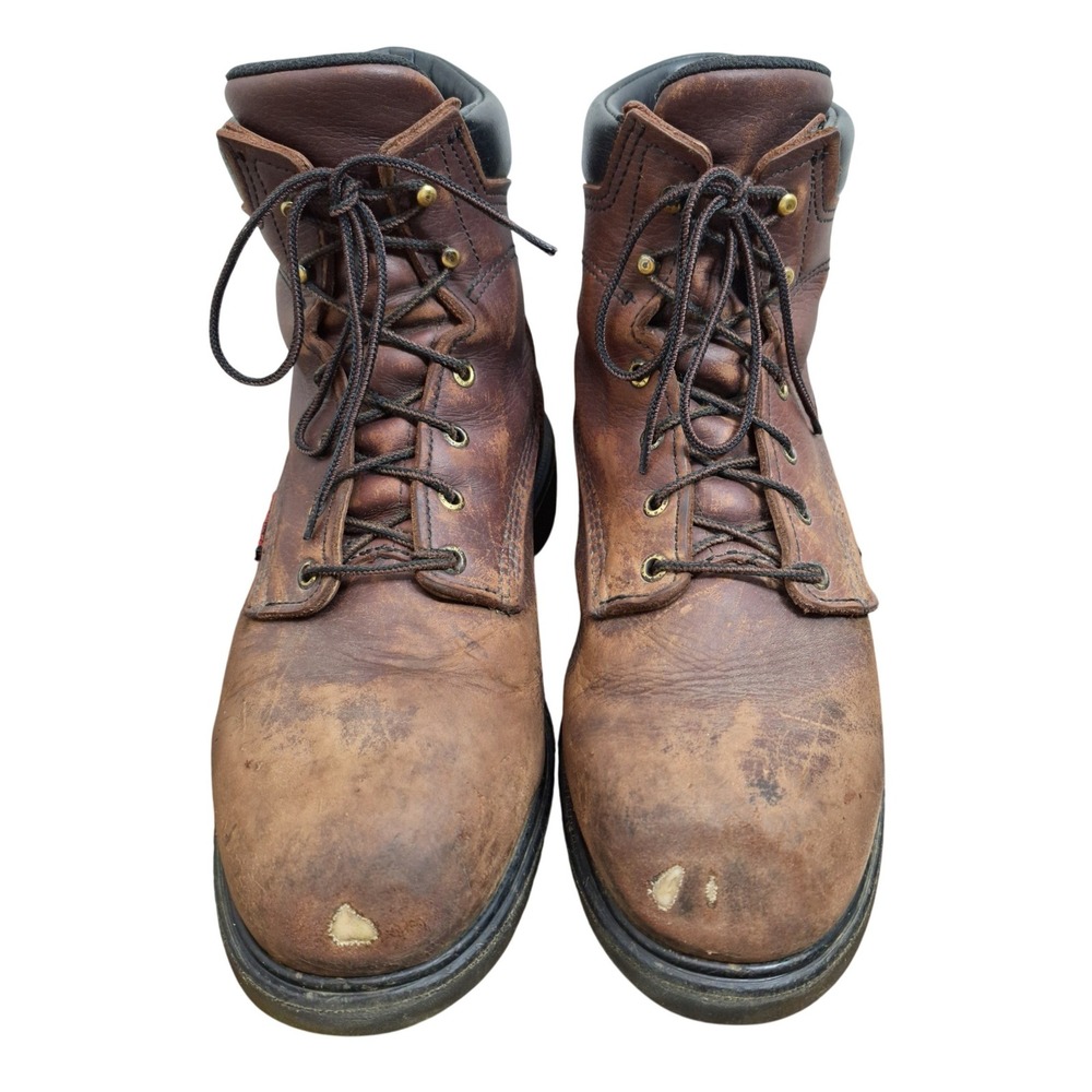 Red Wing 606 Leather Work Boots Brown Oil Slip Resistant Distressed Mens Size 11